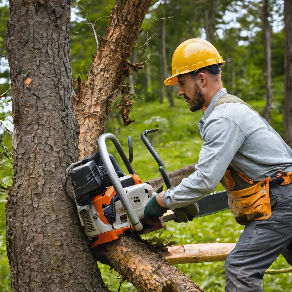 Man cutting down a tree 