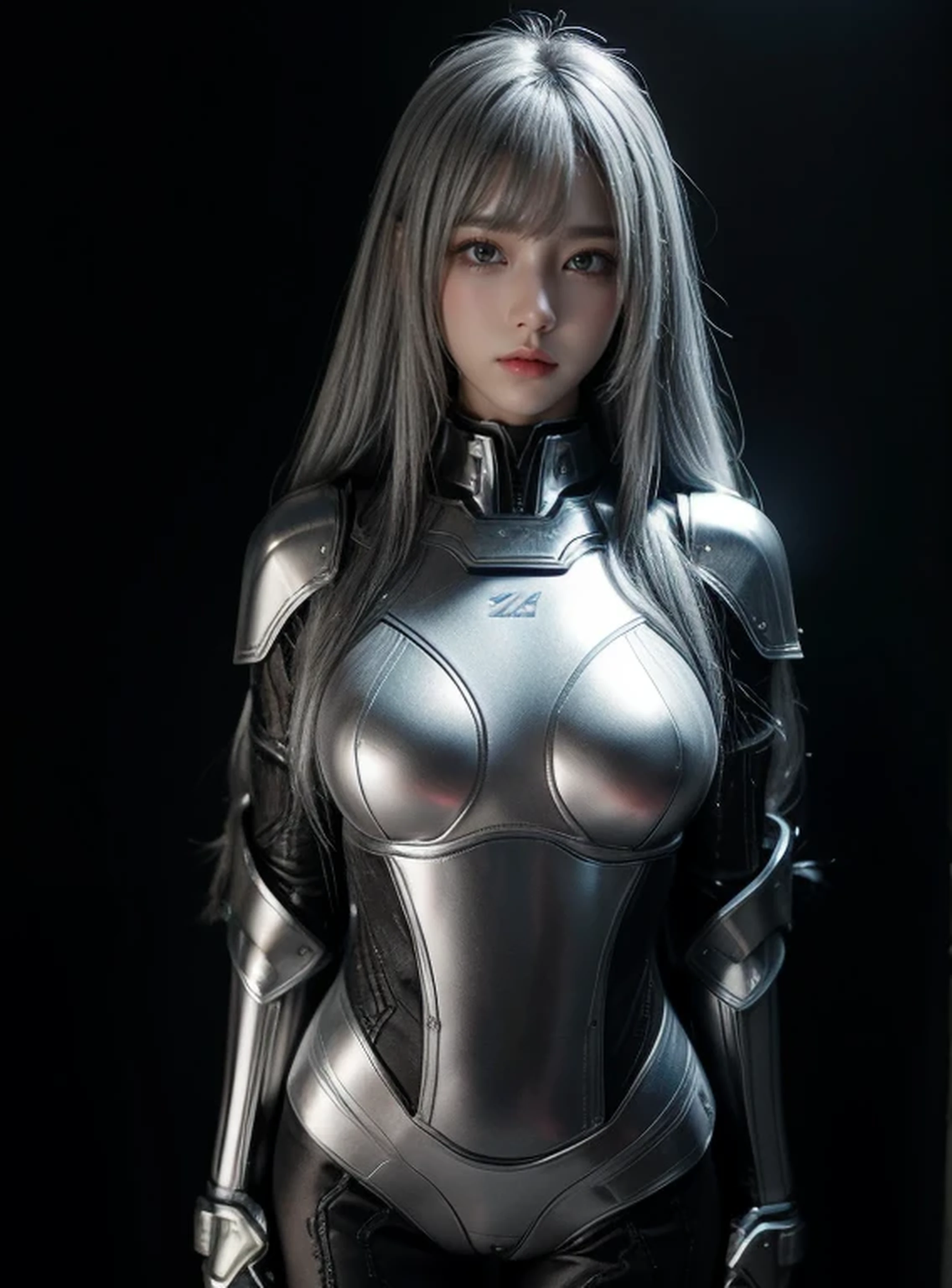 cyber angel,machine wing,laser sword,{{Sci-Fi Armor}},cyber suit,cyberpunk,science fiction,cyber battle armor,Battledress,Military Uniforms,pants,black military uniform,whole body,Height: 168cm,almond shape eyes,{{{{{silver eyes}}}}},{{{{{dull bangs}}}}},(slanted eyes},{{whole body},{{{1 girl}}}, long hair, straight hair,{{{{silver hair}}}},{{{tsurime}}},30 years old,{Medium chest},{{bush}},silver eyes,{{{masterpiece}}}, {{{highest quality}}}, {{Super detailed}}, {shape}, {{very delicate and beautiful}},very detailed,detailed perfect,detailed hyper,Abundant thighs,big ass,black clothes