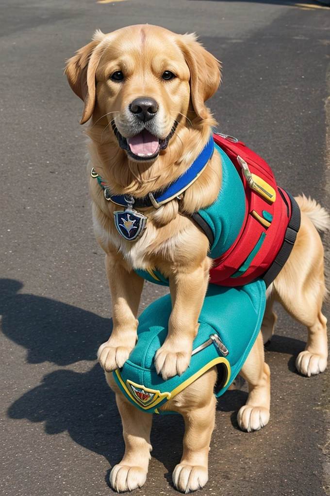 Golden retriever dorado estilo paw patrol