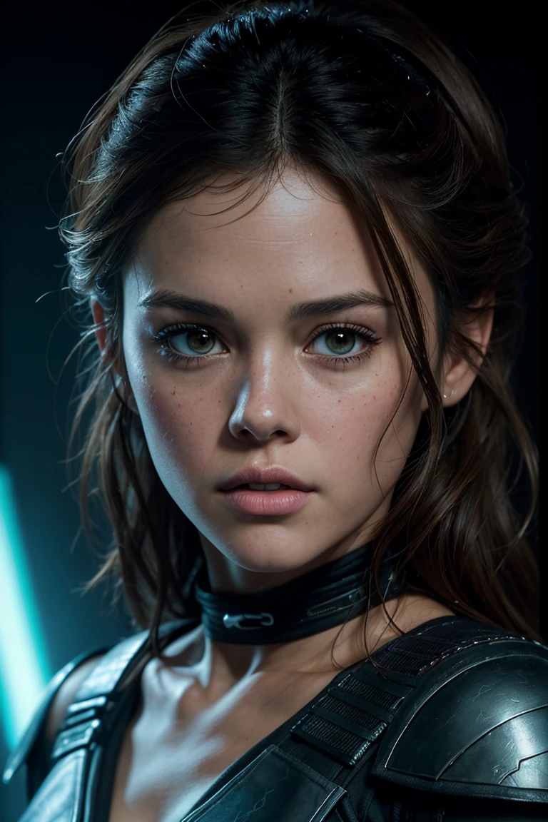 ((Rachel Bilson como Anakin Skywalker, movie scene, Sosteniendo un sable de light de color verde, wearing Jedi armor)), (dynamic pose), (Medium natural breast, pinching, neckline), (hyper realist:1.4), (realist:1.3), (Best quality real texture skin.), whole body, (light cinemática), very detailed skin, skin pores, (Very detailed face:1.1), (very detailed eyes:1.1), realist pupils, (perfect ???????:1.1), (perfect proportions:1.1), (Photography:1.1), (photorealist:1.1), volumetric lighting, dynamic lighting, real shadows, (high resolution:1.1), sharp focus, light, (realist, hyperrealist:1.4), intricate, high detail, dramatic, subsurface dispersion, great depth of field, Vivid, pulido, sharp, ((full sharp)), (extremely absurd),8k hdr,
