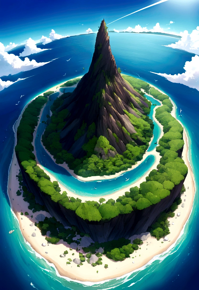 An island in the ocean、uninhabited island、White Sand Beach、Blue Sea、Sea view、Islands formed by underwater volcanic eruptions、