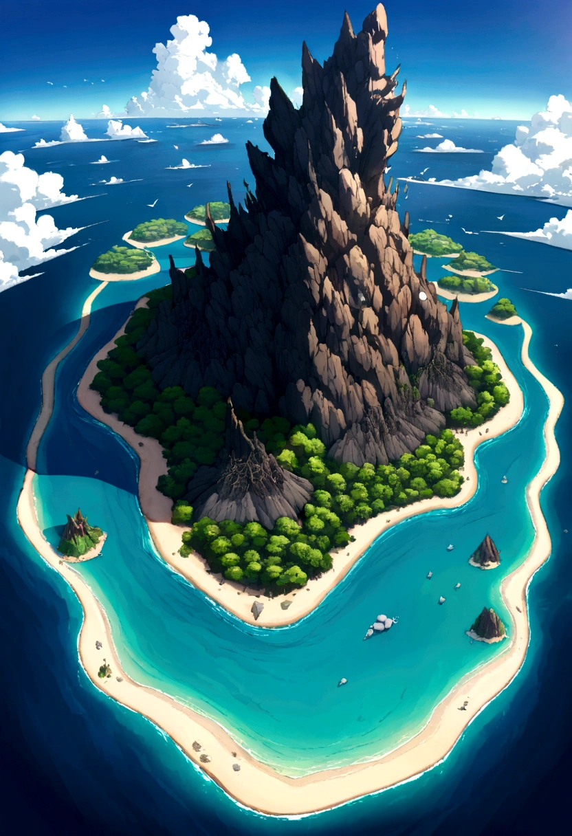 An island in the ocean、uninhabited island、White Sand Beach、Blue Sea、Sea view、Islands formed by underwater volcanic eruptions、