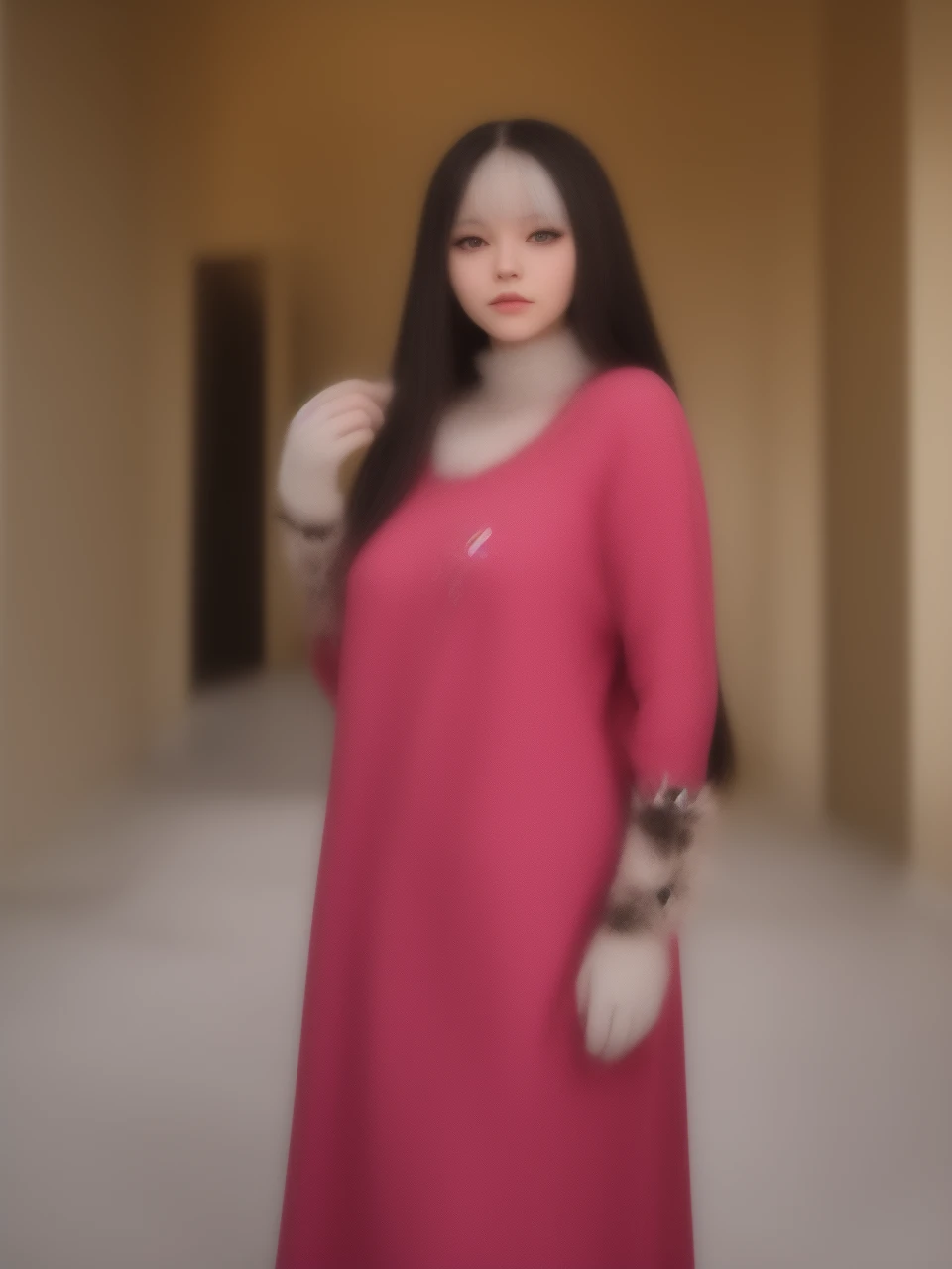 anthropomorph, catgirl, furry, yiffy, white fur, white hair, looking at camera,