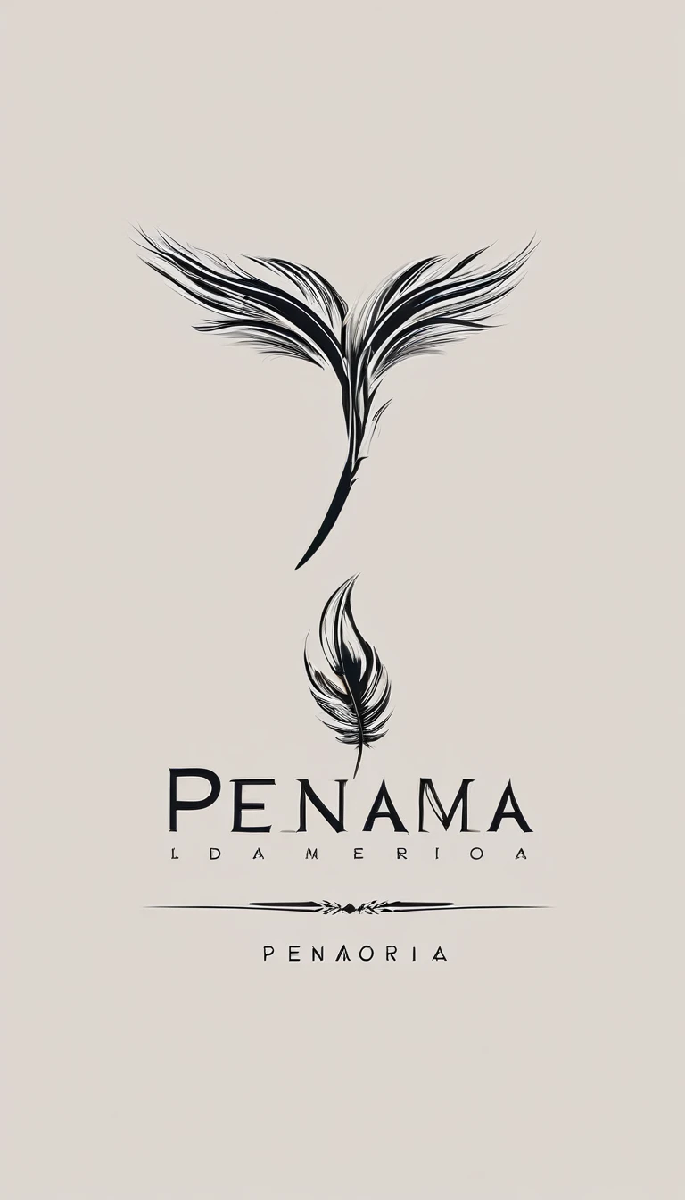 Create a minimal, modern, simple, inspirational, memorable, dream like logo design of a boy and a feather for the brand “Penamemoria".