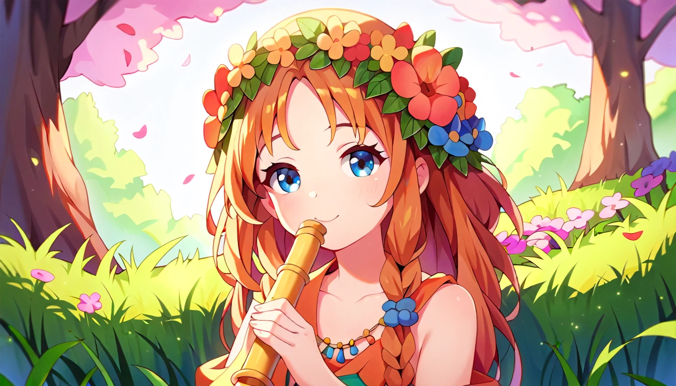 ((1girl:1.3)), ((moe style:1.3)), ((hippie:1.3)), ((flute:1.3)), ((perfect face)), ((extremely cute:1.3)), ((masterpiece:1.3)), ((8k)), ((best quality:1.3)), ((beautiful)), ((extremely detailed:1.3)) , ((absurdres)), AddXL, ((score_9:1.3)), ((score_8_up:1.3)), ((score_7_up:1.3))