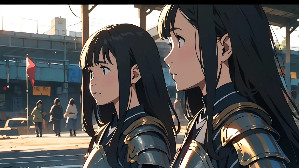 日本の剣道の防具を装備している女の子が竹刀をStanceている,((kendo armor)),high school girl,1people,Stance,Front-facing angle,Bust-up composition,Chudan-no-kamae,