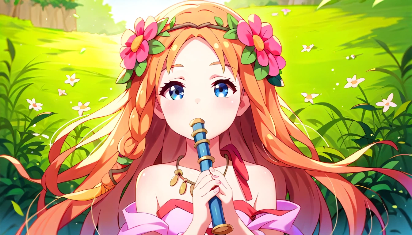 ((1girl:1.3)), ((moe style:1.3)), ((hippie:1.3)), ((flute:1.3)), ((perfect face)), ((extremely cute:1.3)), ((masterpiece:1.3)), ((8k)), ((best quality:1.3)), ((beautiful)), ((extremely detailed:1.3)) , ((absurdres)), AddXL, ((score_9:1.3)), ((score_8_up:1.3)), ((score_7_up:1.3))
