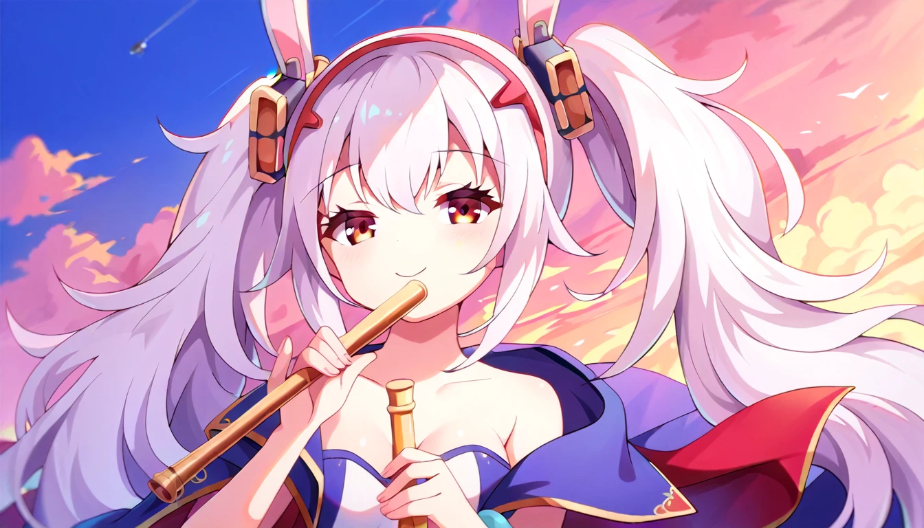 ((1girl:1.3)), ((moe style:1.3)), laffey_(azur_lane), ((hippie:1.3)), ((flute:1.3)), ((perfect face)), ((extremely cute:1.3)), ((masterpiece:1.3)), ((8k)), ((best quality:1.3)), ((beautiful)), ((extremely detailed:1.3)) , ((absurdres)), AddXL, ((score_9:1.3)), ((score_8_up:1.3)), ((score_7_up:1.3))