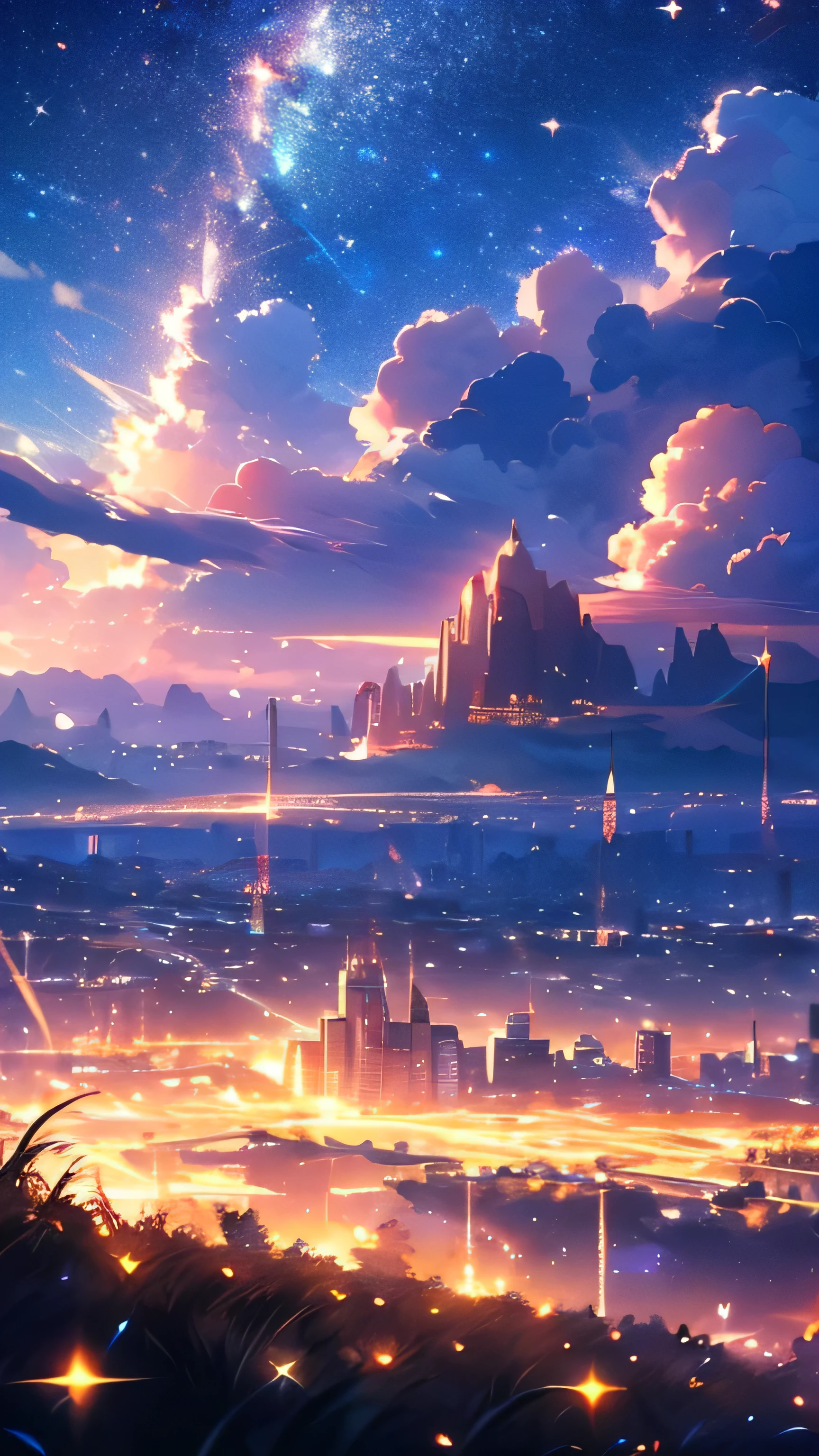 Outdoor, night, grass, Lying on your back, Countless stars shining in the sky, Astronomical observation, sleep, 16K, 1080P, (((masterpiece:1.4))), (highest quality:1.4), (Ultra-high resolution:1.4), (best quality:1.2), (ultra detail:1.3),
