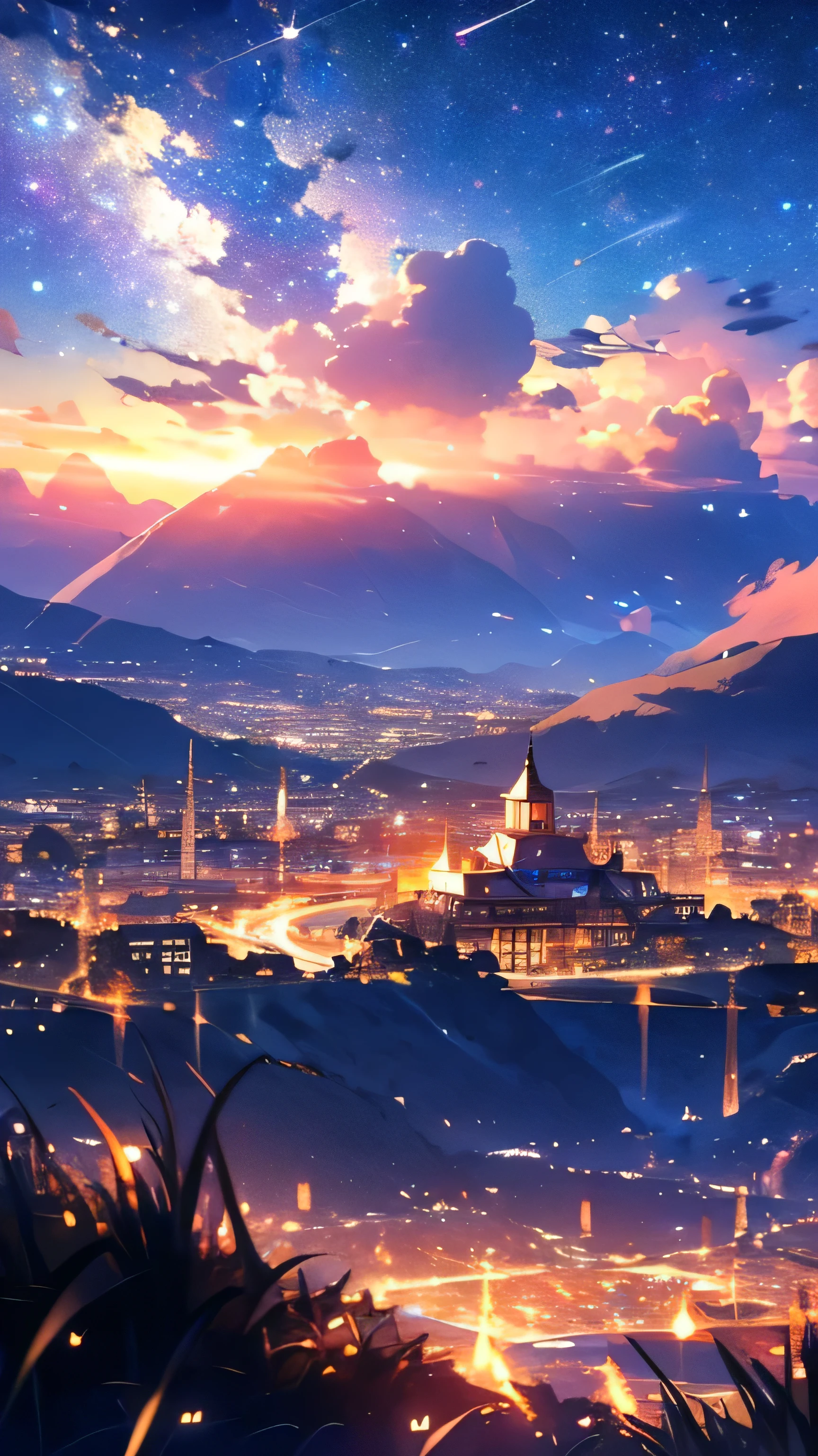 Outdoor, night, grass, Lying on your back, Countless stars shining in the sky, Astronomical observation, sleep, 16K, 1080P, (((masterpiece:1.4))), (highest quality:1.4), (Ultra-high resolution:1.4), (best quality:1.2), (ultra detail:1.3),