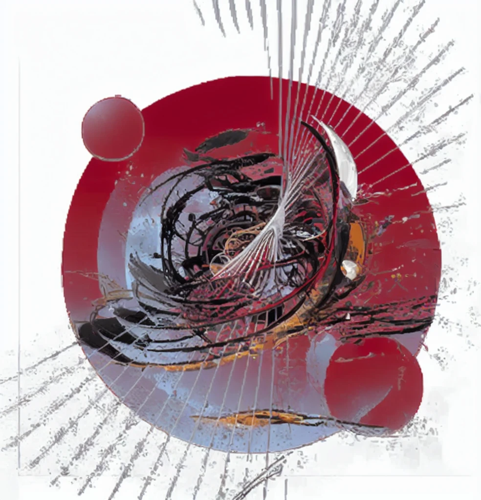 there is a picture of a clock with a red background, abstract 3 d artwork, computer generated, inspired by Jan Stanisławski, abstract digital art, digital art - n 9, digital collage, digital art - n 5, chrome art, digital art'', the nonlinear. digital painting, abstract surrealist, abstract album cover, digital art picture
