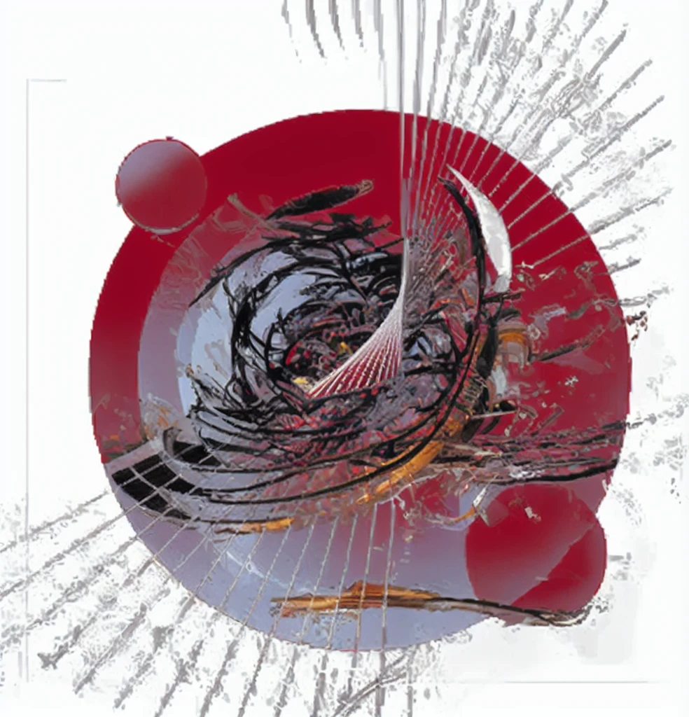there is a picture of a clock with a red background, abstract 3 d artwork, computer generated, inspired by Jan Stanisławski, abstract digital art, digital art - n 9, digital collage, digital art - n 5, chrome art, digital art'', the nonlinear. digital painting, abstract surrealist, abstract album cover, digital art picture