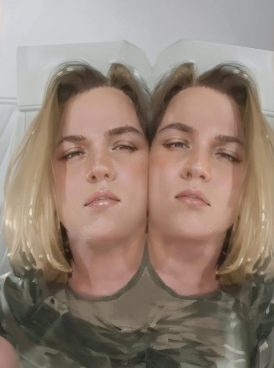 Best quality, (connected_dicephaly:1.1), (2 heads:1.1), 1 girl, One, 23 years old, black dress, White running shoes, dynamic angle, Serious, crossed arms, Caucasian, (black hair with pink highlights), ponytail, whole body, photo, Beautiful, absurdity, masterpiece, Best quality, living room, Beautiful background, sand body, sand.