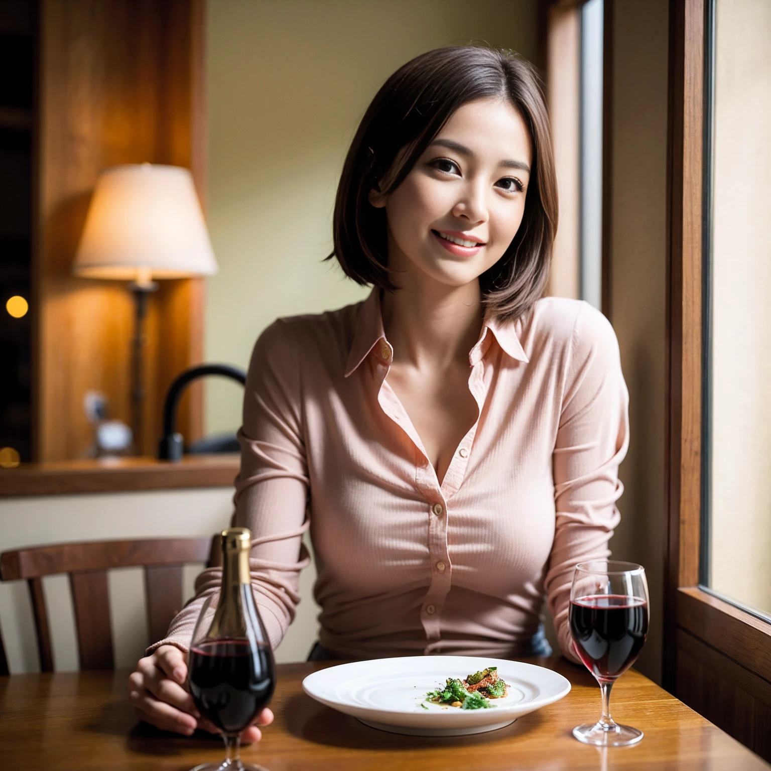 ((Highest quality、8K、masterpiece:1.3))、Yuuko Araki、slimカップル、modelカップル、(Realistic, Intricate details:1.2), full-course dinner、Wine Party、Amazing view of the sunset sky and clouds、A bright smile、The wonderfulness of smile、Bright image、The beauty of wine, Beautiful Face, blue eyes, The light shines on your face, Blushing, short hair,Bright Face、 (Age 37), 39 years old, red wine 、Appetizers、Italian food、Wine bottle、Champagne、sparkling wine、Two beauties、Brown Hair、Shortcuts、Long sleeve shirt、dress、Beautiful woman 1, (slimな顔), (The body is slim), (Brown Hair), (Shortcuts), cheeks turn a little red,Attractive beauty、restaurant, In a prominent place (From the waist up) Nova Frog Style, actress, model, Upper Body, White wine, slim, wine glass, 中央に置かれたwine glass, smile, (smile: 1.15), Beautiful fine grain, Depth f/2,saturation, High Contrast, Strong light and shadow,Moist Body:1.5、3D texture、Delicate eyes、Brown Hair、The hair is very shiny、