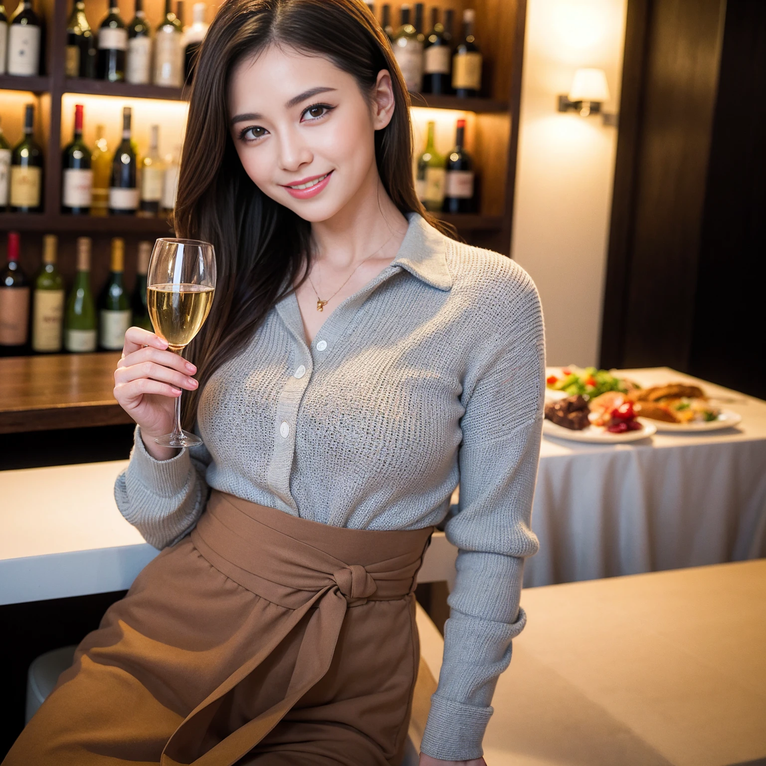 ((Highest quality、8K、masterpiece:1.3))、Yuuko Araki、slimカップル、modelカップル、(Realistic, Intricate details:1.2), full-course dinner、Wine Party、Amazing view of the sunset sky and clouds、A bright smile、The wonderfulness of smile、Bright image、The beauty of wine, Beautiful Face, blue eyes, The light shines on your face, Blushing, short hair,Bright Face、 (Age 37), 39 years old, red wine 、Appetizers、Italian food、Wine bottle、Champagne、sparkling wine、Two beauties、Brown Hair、Shortcuts、Long sleeve shirt、dress、Beautiful woman 1, (slimな顔), (The body is slim), (Brown Hair), (Shortcuts), cheeks turn a little red,Attractive beauty、restaurant, In a prominent place (From the waist up) Nova Frog Style, actress, model, Upper Body, White wine, slim, wine glass, 中央に置かれたwine glass, smile, (smile: 1.15), Beautiful fine grain, Depth f/2,saturation, High Contrast, Strong light and shadow,Moist Body:1.5、3D texture、Delicate eyes、Brown Hair、The hair is very shiny、