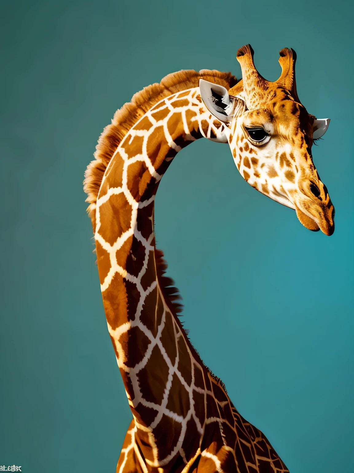 masterpiece, best quality, extremely detailed, ((A long-necked giraffe tilts its head)),cock his neck to one side, tilt his head to an angle,in Savannah
