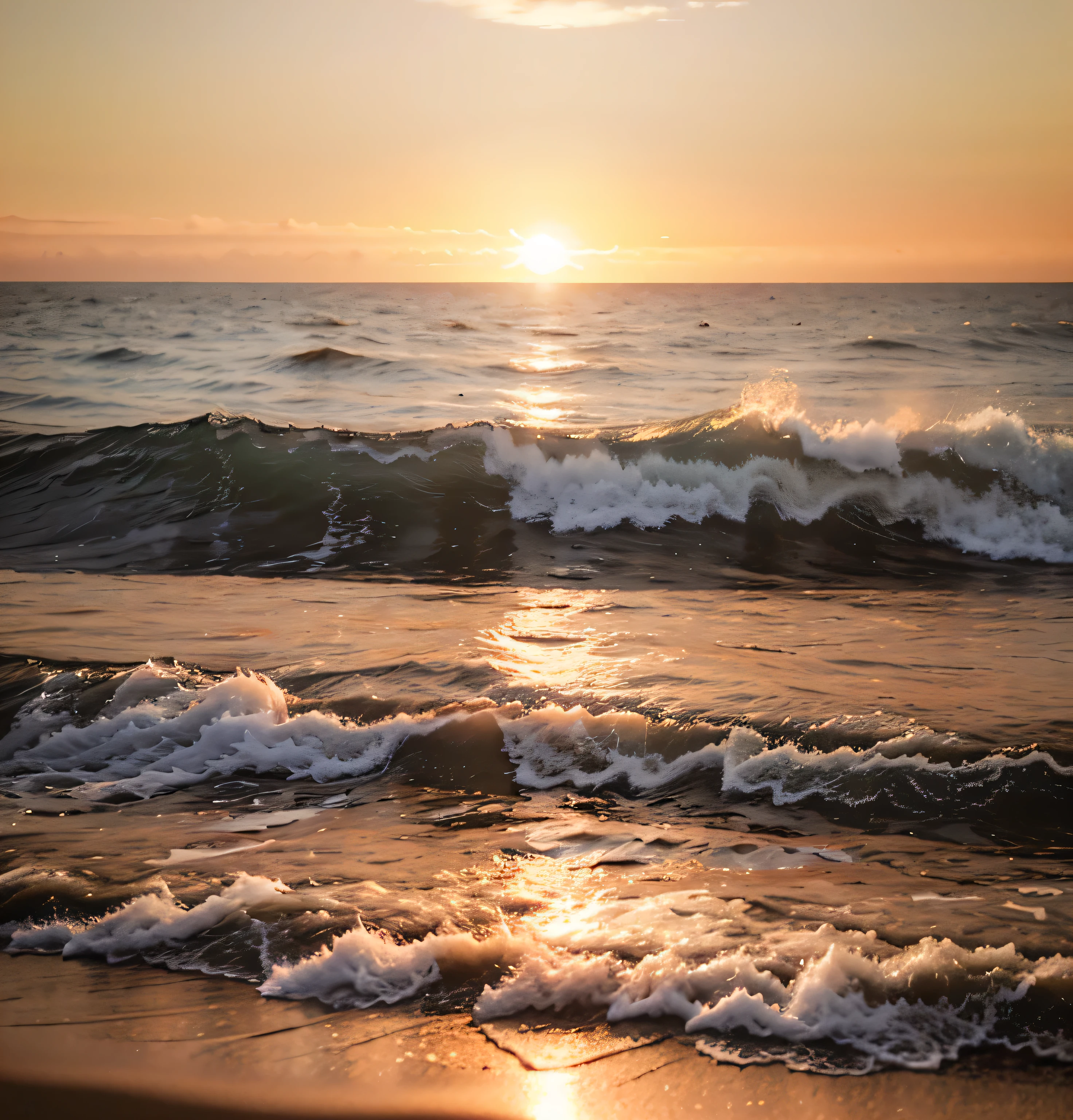 Sunset on the ocean, HD, wide, Realistic, 