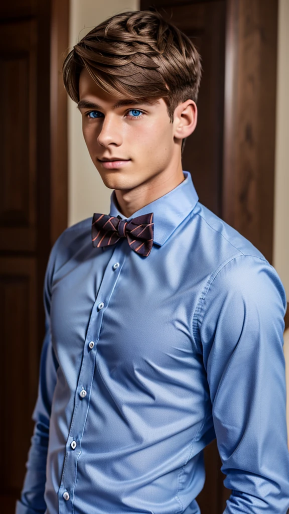 19 year old male wearing bow tie and lomg sleveed button up
4K HIGH REZ
Physical Description: Brown colored hair and skinny build. 5"5 and 150 LB. Blue eyes.
.