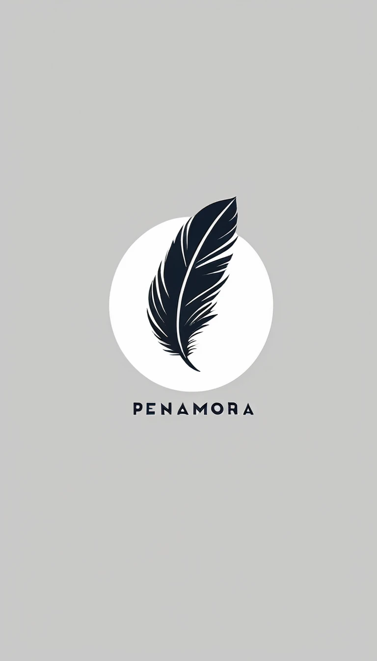 A minimal, modern, simple, cinematic logo design for the brand “Penamemoria". Create a modern, minimalistic, high-quality, logo of a boy feather