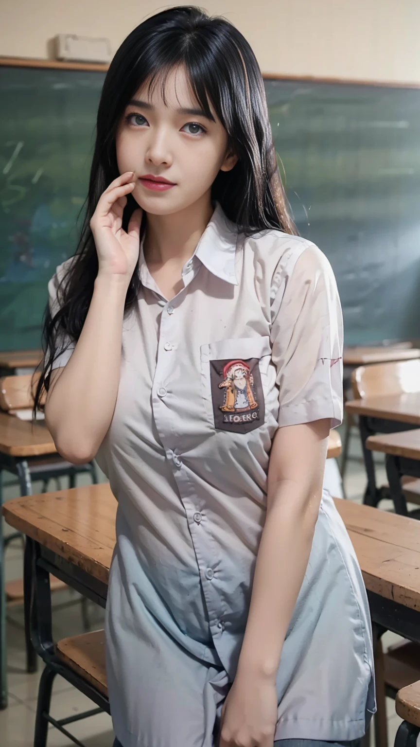 (pp clothes), (realistic), girl standing, crying, classroom situation, glance at the audience,,RAW, Best quality, high resolution, work: 1.3), Young girl, Hinata hyuga is shown realistically, beautiful, poses facing the audience's camera, shows perfect facial details, cute seductive expression, in the classroom, ((high school clothes)), orgasm, high resolution, 4k, HDR, 1girl, photorealistic, realistic, big tits, ((half body)) face towards viewer, close up, classroom,[25/6 1.28 PM] Ci ACENK: anime characters, to real life, turn anime images into photo realistic .get high quality photorealistic results, you from a truly detailed point of view .perfect portrait ,No matter what style or genre of anime you like, it covers it all. From classic manga drawings drawn to modern digital art, transforming various anime styles into real life. Be it cartoon portraits, landscapes, anime generators to real life, capture the unique details of the original image and make it perfect with stunning realism, best quality, super detailed, high resolution, epic photo, realistic.
[2/7 4.54 PM] Ci ACENK: (pp clothes), (realistic), girl standing, crying, classroom situation, glance at the audience, RAW, Best quality, high resolution, work: 1.3), Young girl,  is shown realistically, beautiful, poses facing the audience's camera, shows perfect facial details, cute seductive expression, in the classroom, ((high school clothes)), orgasm, high resolution, 4k, HDR, 1girl, photorealistic, realistic, big tits, ((half body)) face towards viewer, close up, classroom,