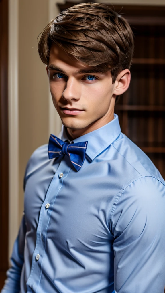 19 year old male wearing bow tie and lomg sleveed button up
4K HIGH REZ 

Physical Description: Brown colored hair and skinny build. 5"5 and 150 LB. Blue eyes. 

.