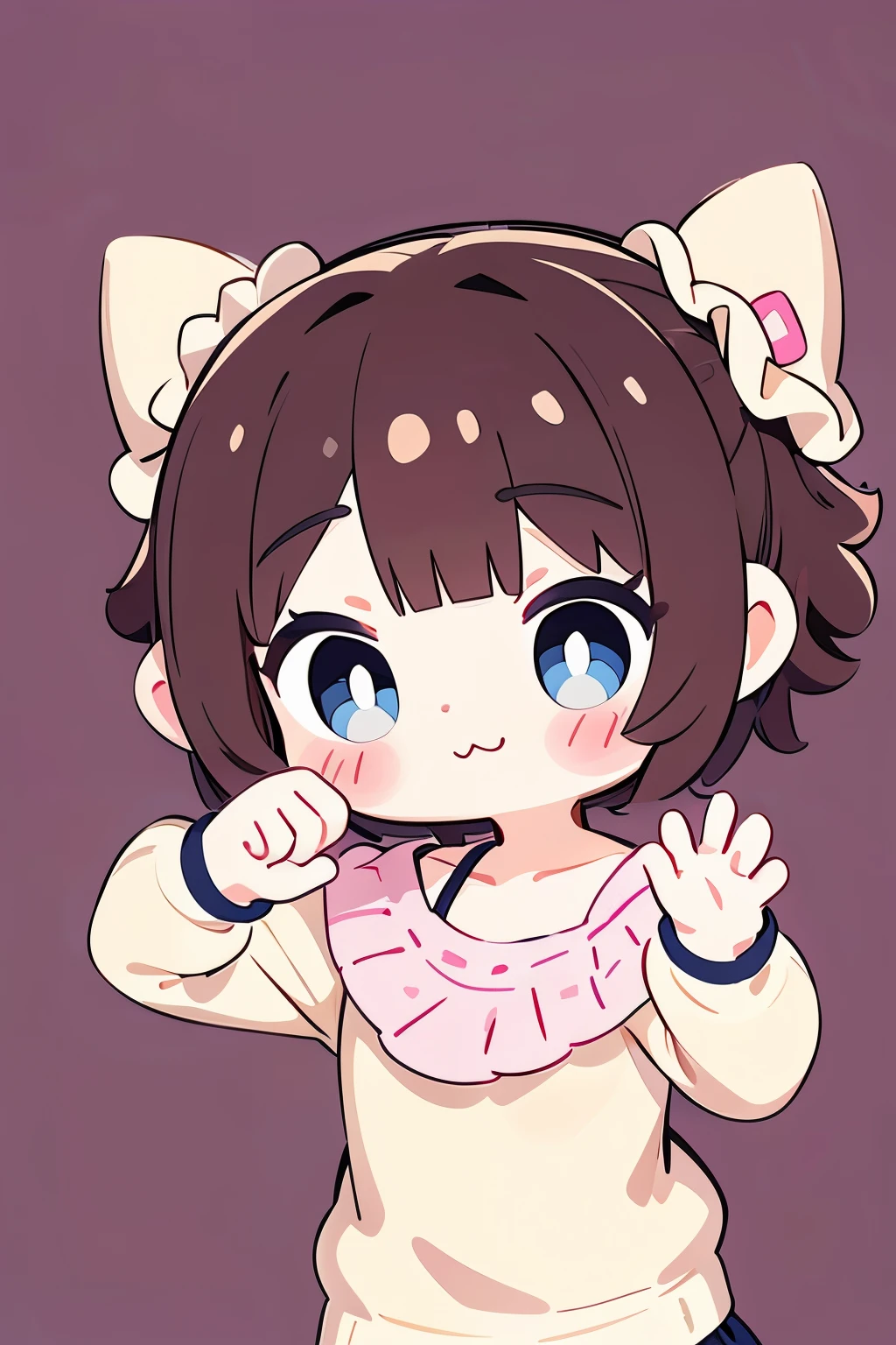 Shoulder sweater, Curly shorthair, hair scrunchie, Twin-tailed, kawaii pose、A face and pose that expresses deliciousness