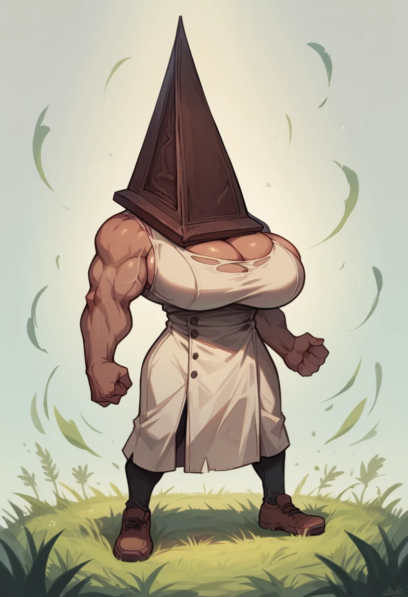 Pyramid Head Super huge big breasts breast enlargement Standing alone in the grassland full-body shot