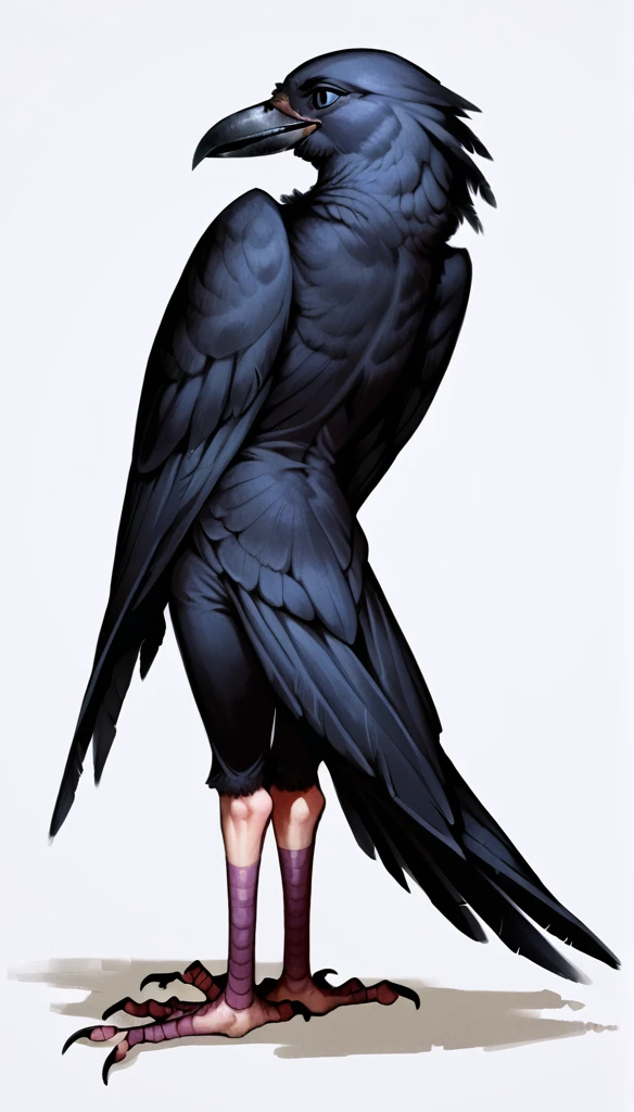 score_9, score_8_up, score_7_up, (clear simple background, white background, papyrus background), ((SFW:1.5))
(Bird, Crow:1.35)), _young, anthro, solo, (female), (fullbody, focus), (feathered, wings), beautiful