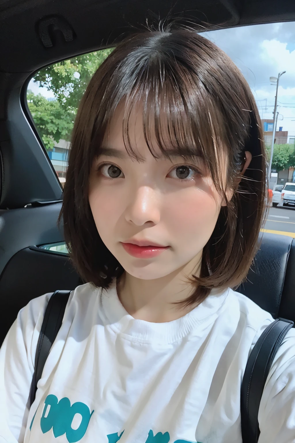 Standard definition,Short Hair,One girl,Double,Inside the car