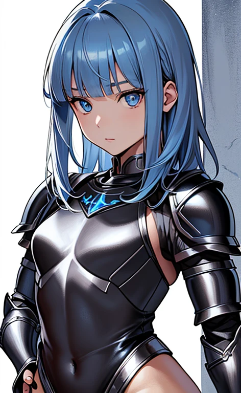 ()、(masterpiece:1.5、Photorealistic:1.4,anime coloring:1.4、high resolution:1.4)、,(spot light:1.2、Exquisite beautiful eye:1.5,)、(stand:1.5)、()、(upper body:1.5)、
(kind eyes、tareme:1.4),()、(Cute Face)、(blue hair:1.5)、(middle hair:1.5),(sidelock :1.6),(blunt bangs:1.3),(1 girl)、(blue eyes:1.2)、(clear face:1.5),()、(solo)、(metal black :1.5) ,(Abdominal muscles),(small breasts),(),(leotard armor:1.5),(Leg guard)、()、()、Slim Body(),Shiny Hair、