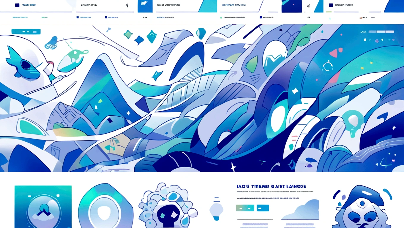 dark blue hero page ui ux theme website, white and blue (mostly white) theme, vector art landing page black and white silhouette