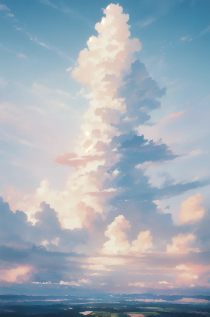Gently illustration, Soft atmosphere, Pastel colored pencil illustrations, Surreal, meticulously made, Ultra-high quality, Ultra Detailed, landscape, Sky, cloud，Sky, architecture, Palace in the Sky，Looming，极好的landscape, Magnificent views, 在cloud端，Solitary，Sky Island