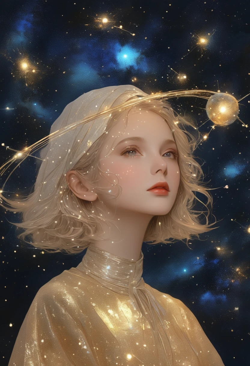 constellation,(masterpiece, best quality:1.2), 1 girl, Solitary