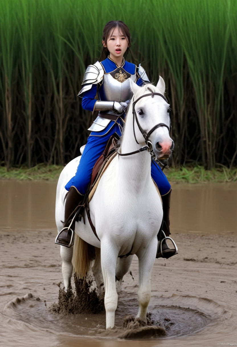 (((masterpiece))),(((Highest quality))),((Tabletop:1.4, Highest quality)), (Realな写真:1.4),
((1 cute girl knight)),rodeo,horse standing,Surprised face,stumble,aggressive,
(超High resolution:1.2),, wonderful, Very detailed CG Unity 8k wallpaper, Very detailed, High resolution,fat horse ridden by japanese girl,Chubby,Plump,Double,Red, white and blue outfit,Soaking in the swamp,Mud Splash,
Soft Light, Beautiful detailed girl, Droopy eyes,Very detailedな目と顔, Beautiful and exquisite nose, Beautiful and exquisite, horse ridden by a girl can't stand up because its drowned in the sticky muddy pitfall:10.0 ,Displeased face:4.0,Real,Stir,Anatomically correct,action horse riding scene while struggle fighting