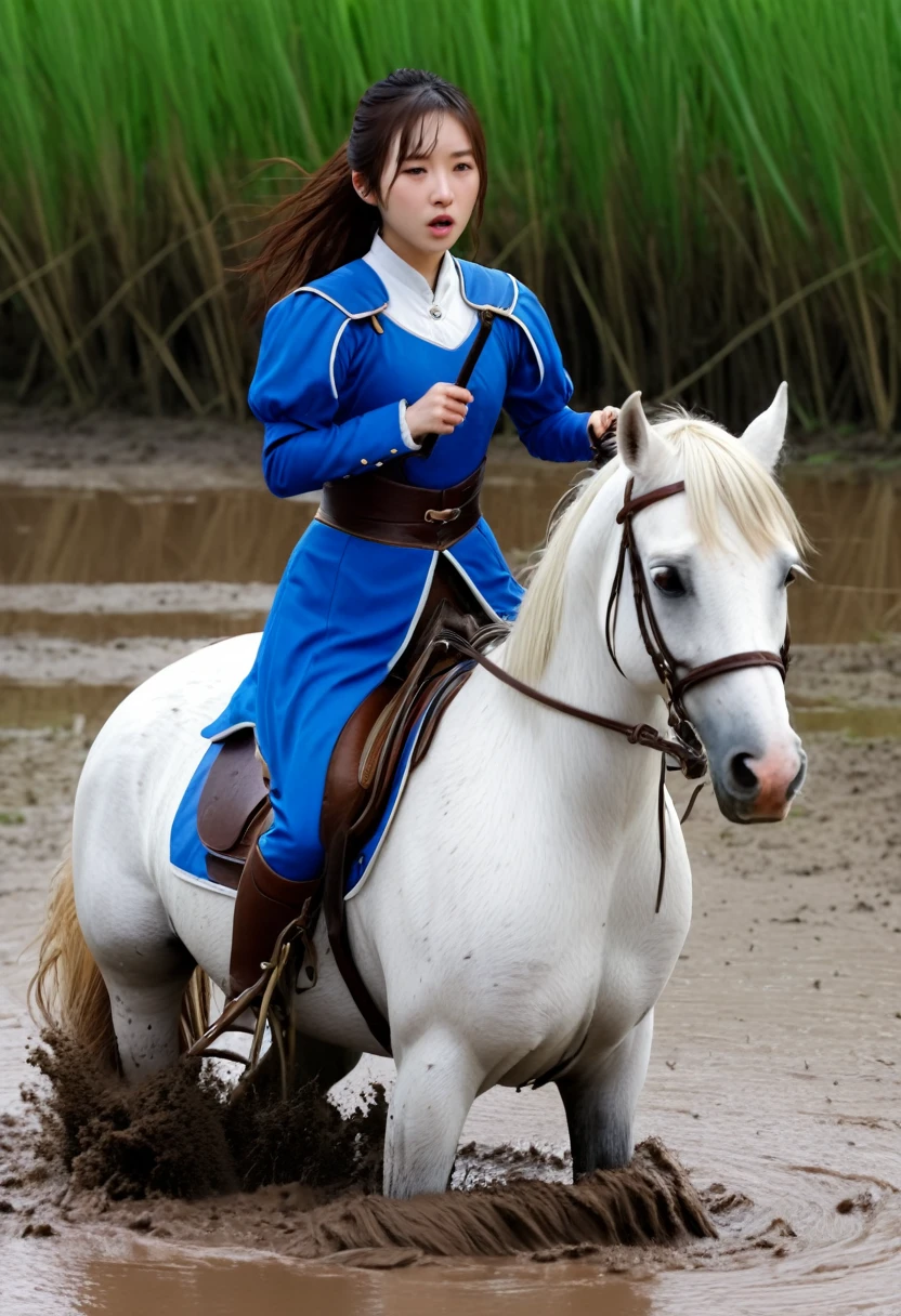 (((masterpiece))),(((Highest quality))),((Tabletop:1.4, Highest quality)), (Realな写真:1.4),
((1 cute girl knight)),rodeo,horse standing,Surprised face,stumble,aggressive,
(超High resolution:1.2),, wonderful, Very detailed CG Unity 8k wallpaper, Very detailed, High resolution,fat horse ridden by japanese girl,Chubby,Plump,Double,Red, white and blue outfit,Soaking in the swamp,Mud Splash,
Soft Light, Beautiful detailed girl, Droopy eyes,Very detailedな目と顔, Beautiful and exquisite nose, Beautiful and exquisite, horse ridden by a girl can't stand up because its drowned in the sticky muddy pitfall:10.0 ,Displeased face:4.0,Real,Stir,Anatomically correct,action horse riding scene while struggle fighting