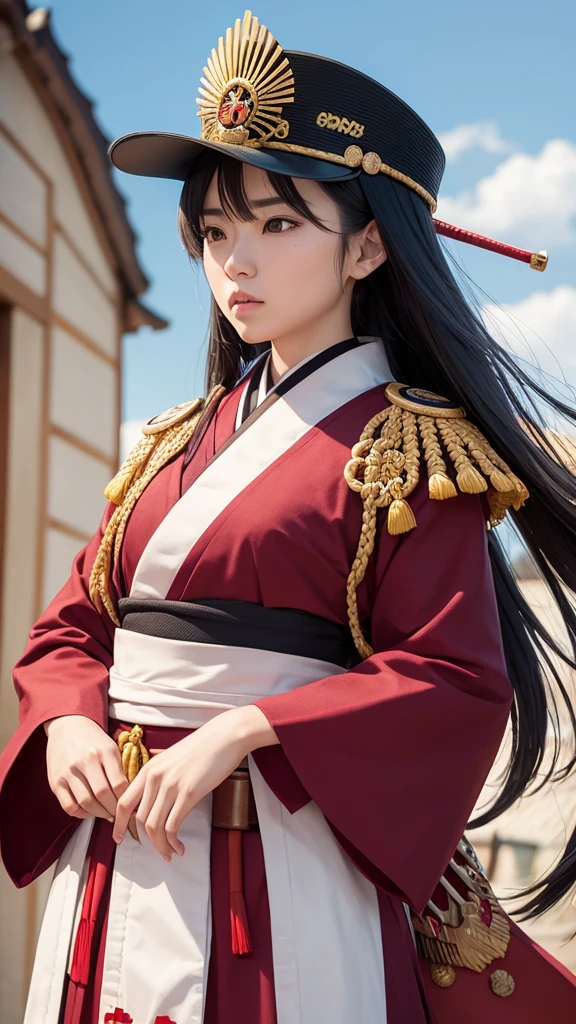 Unify your mind、A girl version of Shogun Oda Nobunaga waiting to march out to battle