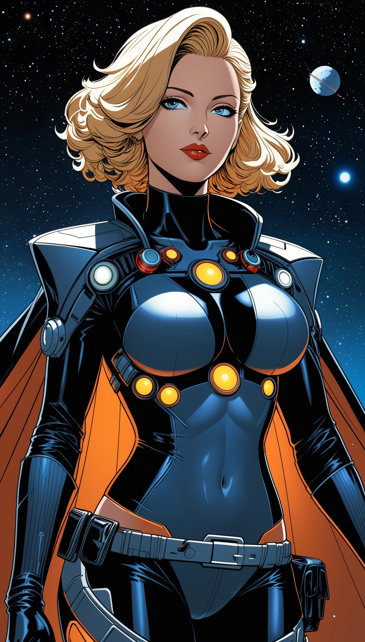role conception,woman,halfbody，Intergalactic cowboy style，artist by Frank Miller, Trending on artstation.