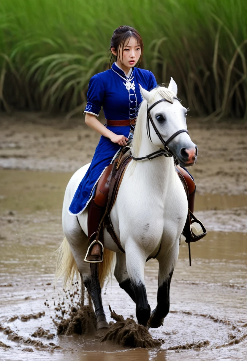 (((masterpiece))),(((Highest quality))),((Tabletop:1.4, Highest quality)), (Realな写真:1.4), 
((1 cute girl knight)),rodeo,horse standing,Surprised face,stumble,aggressive,slouch,
(超High resolution:1.2),, wonderful, Very detailed CG Unity 8k wallpaper, Very detailed, High resolution,fat horse ridden by japanese girl,Chubby,Plump,Double,Red, white and blue outfit,Soaking in the swamp,Mud Splash,
Soft Light, Beautiful detailed girl, Droopy eyes,Very detailedな目と顔, Beautiful and exquisite nose, Beautiful and exquisite,  horse ridden by a girl can't stand up because its drowned in the sticky muddy pitfall:10.0 ,Displeased face:4.0,Real,Stir,Anatomically correct,action horse riding scene while struggle fighting