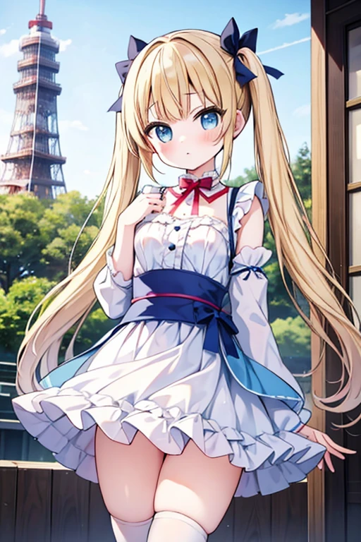 Blonde with blue eyes、Lolita、Small breasts、Twin tails、Girl Brat,Alice in wondarland,japan,Osaka,Tsutenkaku Tower,