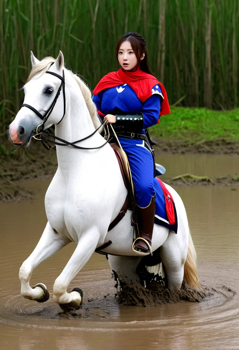 (((masterpiece))),(((Highest quality))),((Tabletop:1.4, Highest quality)), (Realな写真:1.4),
((1 cute girl knight)),rodeo,horse standing,Surprised face,stumble,aggressive,slouch,horse standing,
(超High resolution:1.2),, wonderful, Very detailed CG Unity 8k wallpaper, Very detailed, High resolution,fat horse ridden by japanese girl,Chubby,Plump,Double,Red, white and blue outfit,Soaking in the swamp,Mud Splash,
Soft Light, Beautiful detailed girl, Droopy eyes,Very detailedな目と顔, Beautiful and exquisite nose, Beautiful and exquisite, horse ridden by a girl can't stand up because its drowned in the sticky muddy pitfall:10.0 ,Displeased face:4.0,Real,Stir,Anatomically correct,action horse riding scene while struggle fighting