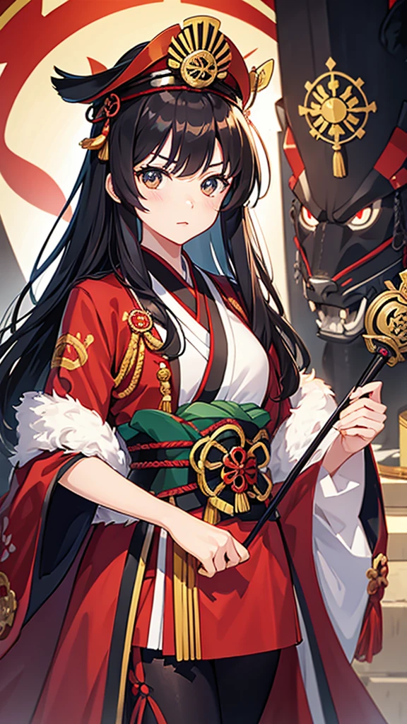 A girl version of Shogun Oda Nobunaga,Add the Oda family crest