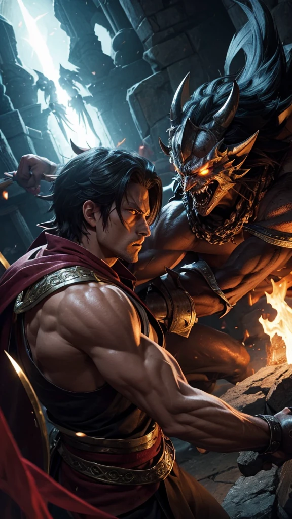 A fierce battle between a hero and a demon king unfolds in another world.