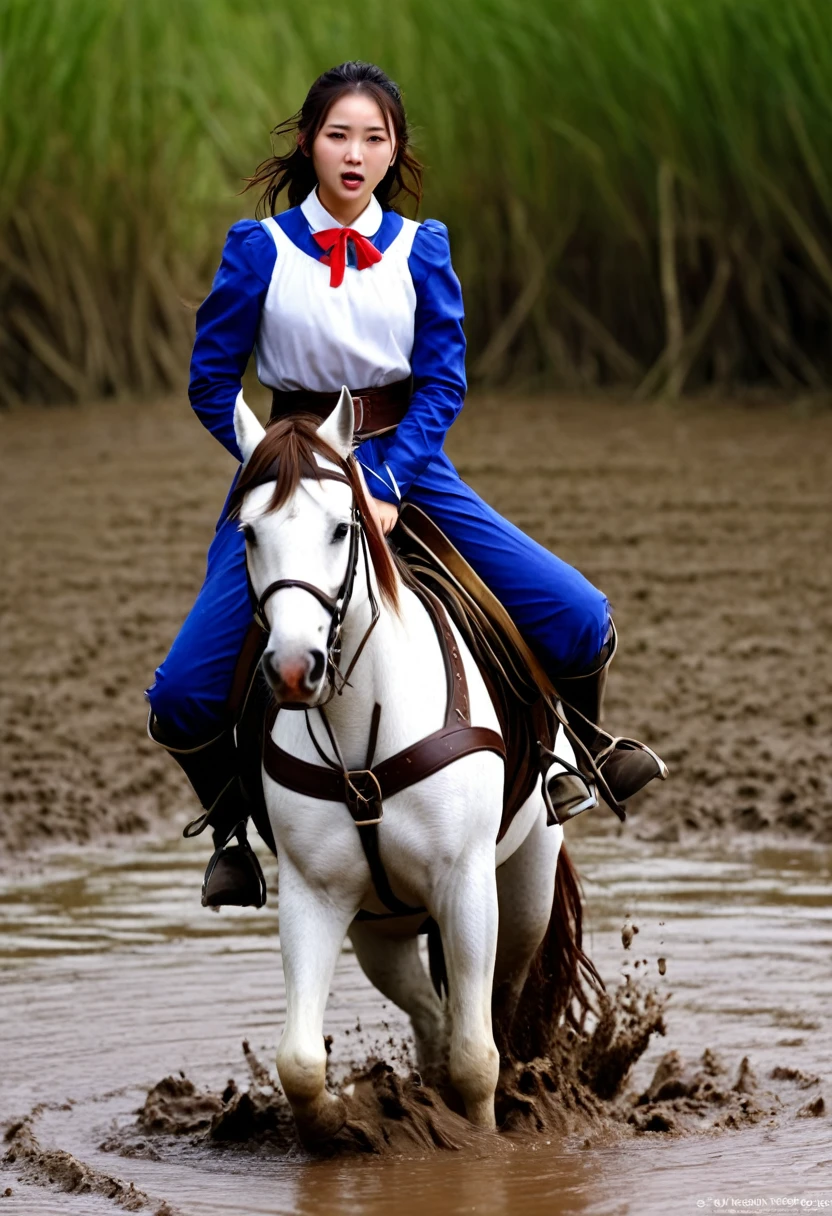 (((masterpiece))),(((Highest quality))),((Tabletop:1.4, Highest quality)), (Realな写真:1.4), 
((1 cute girl knight)),rodeo,horse standing,Surprised face,stumble,aggressive,slouch,horse standing, prancing horse,
(超High resolution:1.2),, wonderful, Very detailed CG Unity 8k wallpaper, Very detailed, High resolution,fat horse ridden by japanese girl,Chubby,Plump,Double,Red, white and blue outfit,Soaking in the swamp,Mud Splash,
Soft Light, Beautiful detailed girl, Droopy eyes,Very detailedな目と顔, Beautiful and exquisite nose, Beautiful and exquisite,  horse ridden by a girl can't stand up because its drowned in the sticky muddy pitfall:10.0 ,Displeased face:4.0,Real,Stir,Anatomically correct,action horse riding scene while struggle fighting