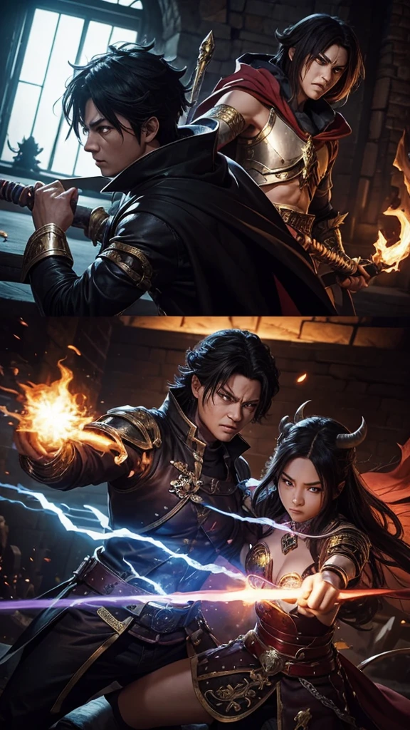 In another world, a hero and a demon king are fighting a fierce battle using magic.