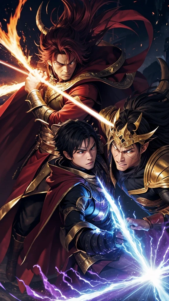 In another world, a hero and a demon king are fighting a fierce battle using magic.