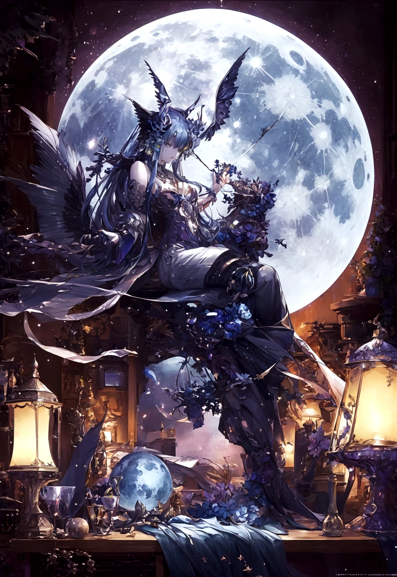 world Tree、moonlight、Moonlit Night、Fantasy、mysteriouasterpiece、Perfect Art、Award-winning works