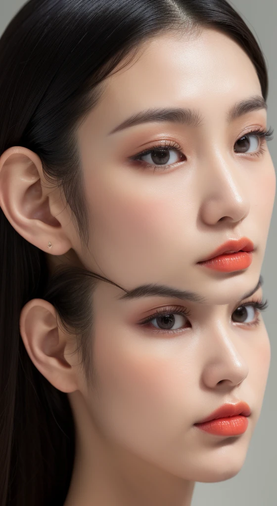 ((best quality, 8k, masterpiece :1.3)), sharp focus :1.2, Chinese artist. Zhang Xinyu. ((Zhang Xinyu. 24 years old)) Body. thin. Slim. charming. ((Face with makeup. dark orange lipstick)) long thin straight black hair long

Strapless Tube Mini Dress)) And show your ears. in front of camera. ear texture. Ear hole detail. actual. Close-up of the ears. at close range. Shot from the side_ Mix 4, 20 days, alone, photorealistic:1.37