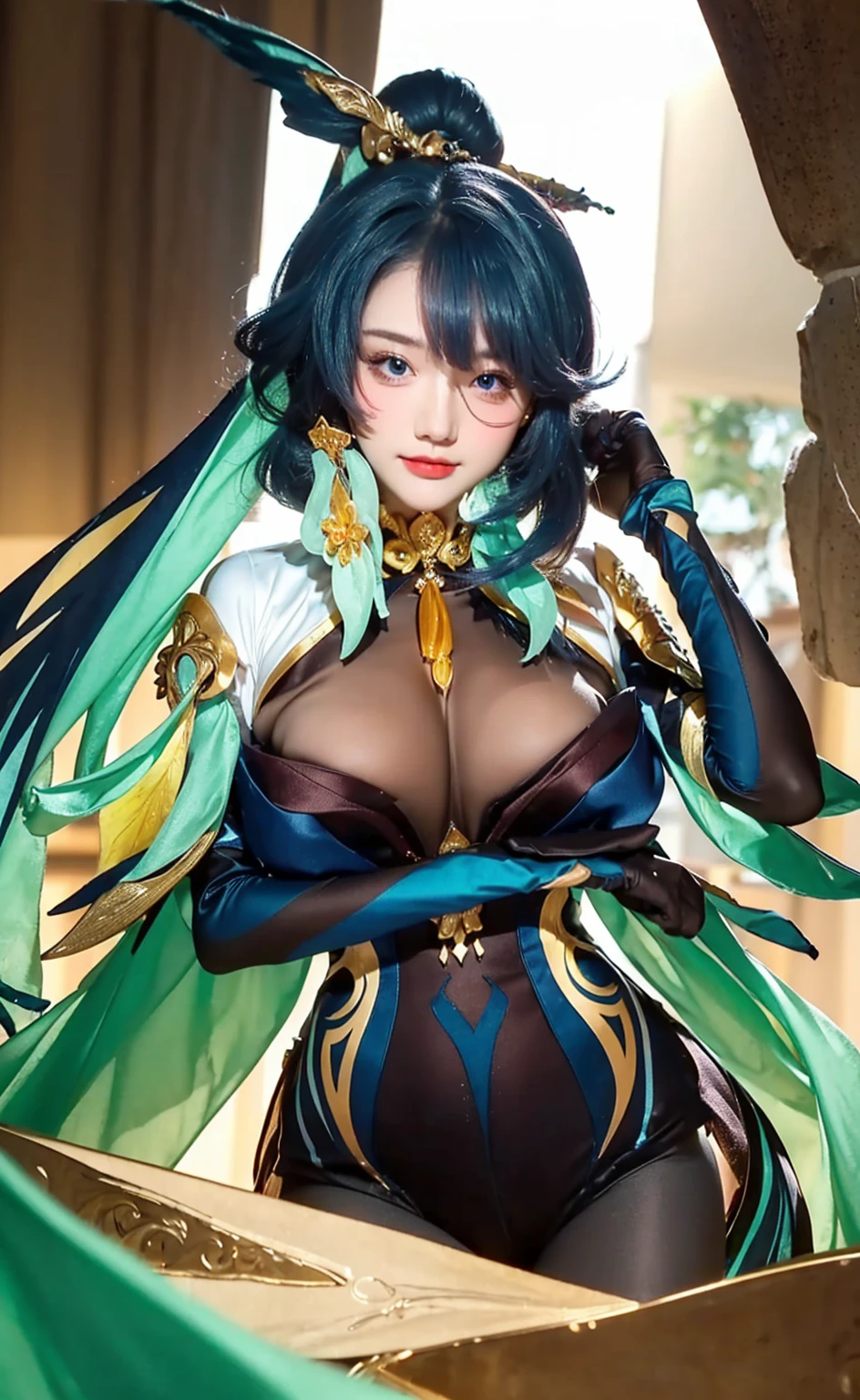 (Best quality, 8k, Masterpiece :1.3), upper bod y, Sharp focus :1.2, Beautiful woman with perfe ct figure, Highly detailed facial and skin textur e, Detailed eyes, Double eyelids, Interior view, :
erpect lighting, Glowing skin,