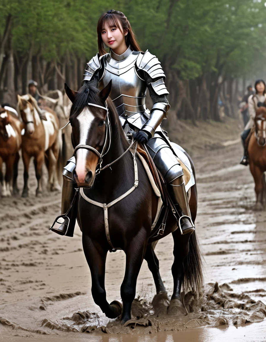 (((masterpiece))),(((Highest quality))),((Tabletop:1.4, Highest quality)), (Realな写真:1.4),
((1 cute girl knight)),rodeo,Desperate,Don't make eye contact,round face,
(超High resolution:1.2),, wonderful, Very detailed CG Unity 8k wallpaper, Very detailed, High resolution,draft horse ridden by japanese cute girl,tight,muddy place,Beauty,The horse neighs,Tragic female knight in armor,Sink,In the mud,Plump,
Cold Light, Beautiful detailed girl, Droopy eyes,Very detailedな目と顔, Beautiful and exquisite nose, Beautiful and exquisite, prancing draft horse ridden by a girl can't move because horse and girl soak in the sticky muddy deep pitfall:10.0 , horse falls down ,looks pained ,Surprised face:2.0,Real,Anatomically correct