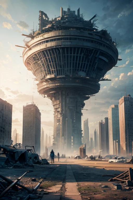 Highest quality、A ruined futuristic city、dim、Surrealism